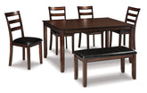 Coviar Dining Table and Chairs with Bench (Set of 6) Half Price Furniture