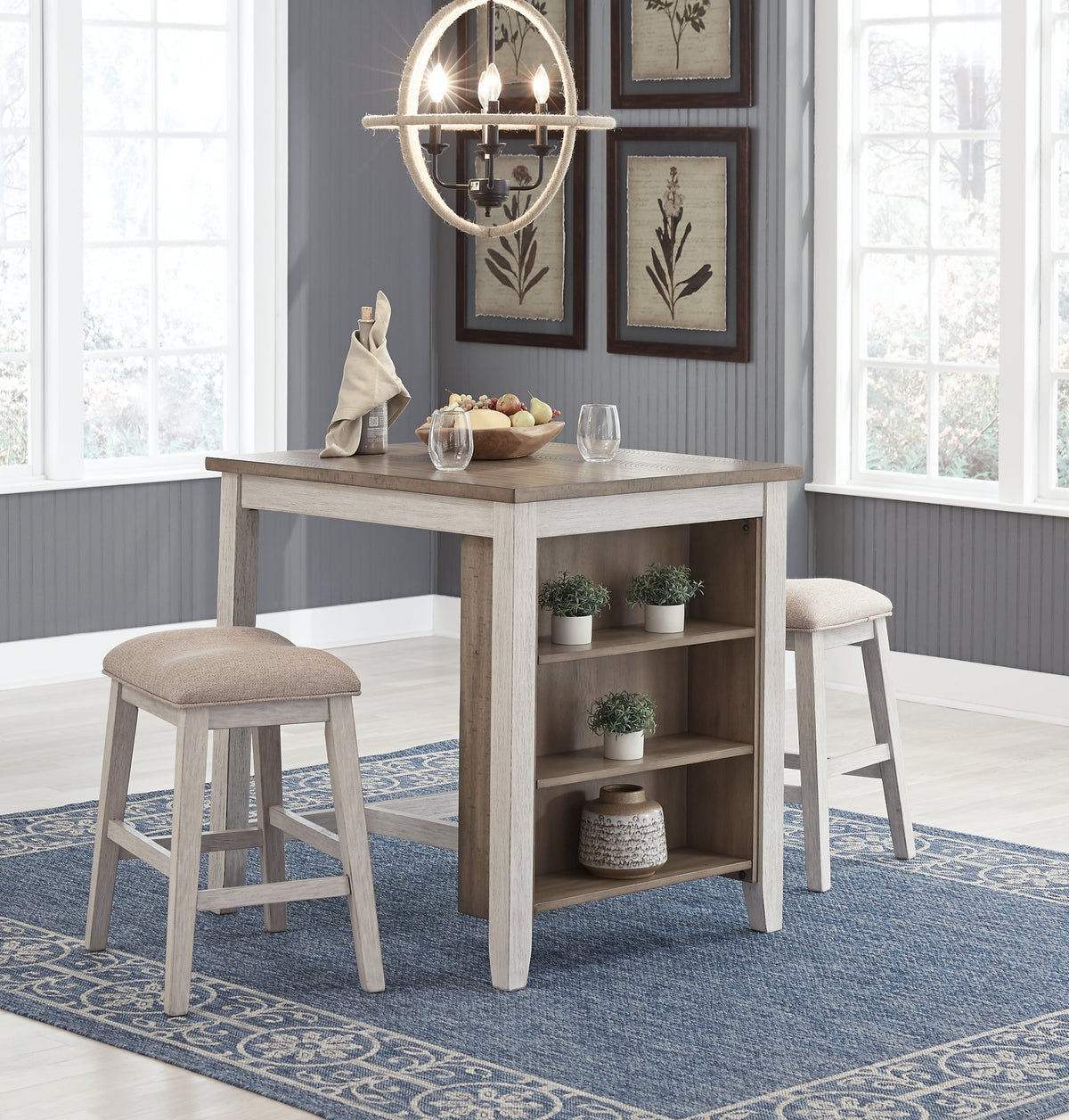 Skempton Counter Height Dining Table and Bar Stools (Set of 3)  Half Price Furniture