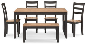 Gesthaven Dining Table with 4 Chairs and Bench (Set of 6) - Half Price Furniture