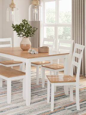 Gesthaven Dining Table with 4 Chairs and Bench (Set of 6) - Half Price Furniture