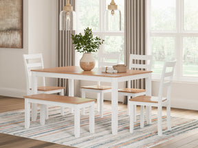 Gesthaven Dining Table with 4 Chairs and Bench (Set of 6) - Half Price Furniture