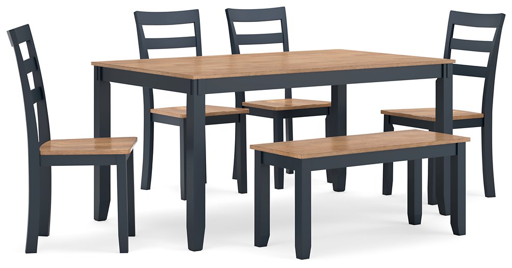 Gesthaven Dining Table with 4 Chairs and Bench (Set of 6) - Half Price Furniture