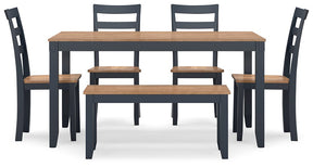 Gesthaven Dining Table with 4 Chairs and Bench (Set of 6) - Half Price Furniture