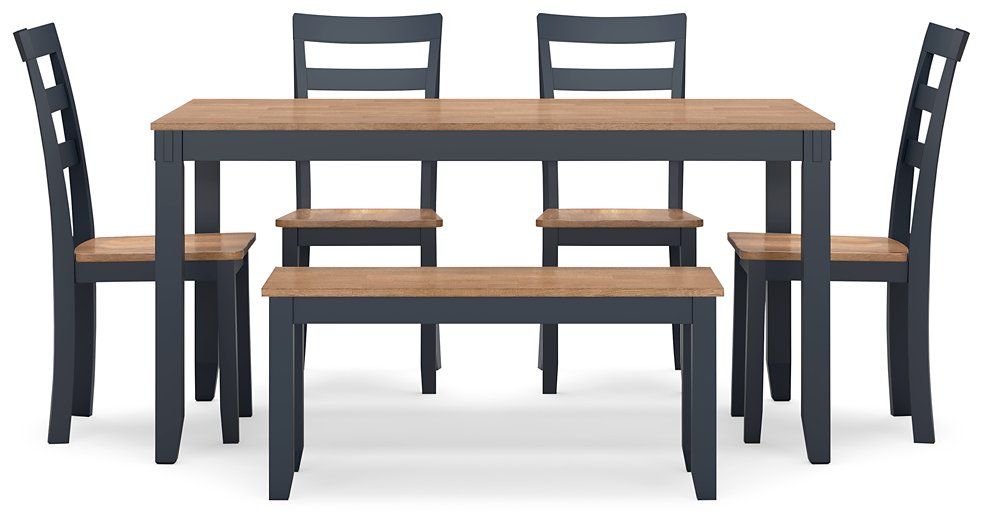 Gesthaven Dining Table with 4 Chairs and Bench (Set of 6) - Half Price Furniture