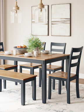 Gesthaven Dining Table with 4 Chairs and Bench (Set of 6) - Half Price Furniture