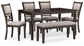 Langwest Dining Table and 4 Chairs and Bench (Set of 6) Half Price Furniture