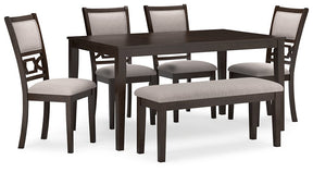 Langwest Dining Table and 4 Chairs and Bench (Set of 6) Half Price Furniture