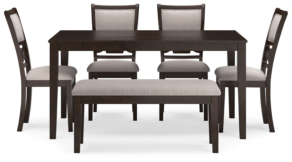 Langwest Dining Table and 4 Chairs and Bench (Set of 6) - Half Price Furniture