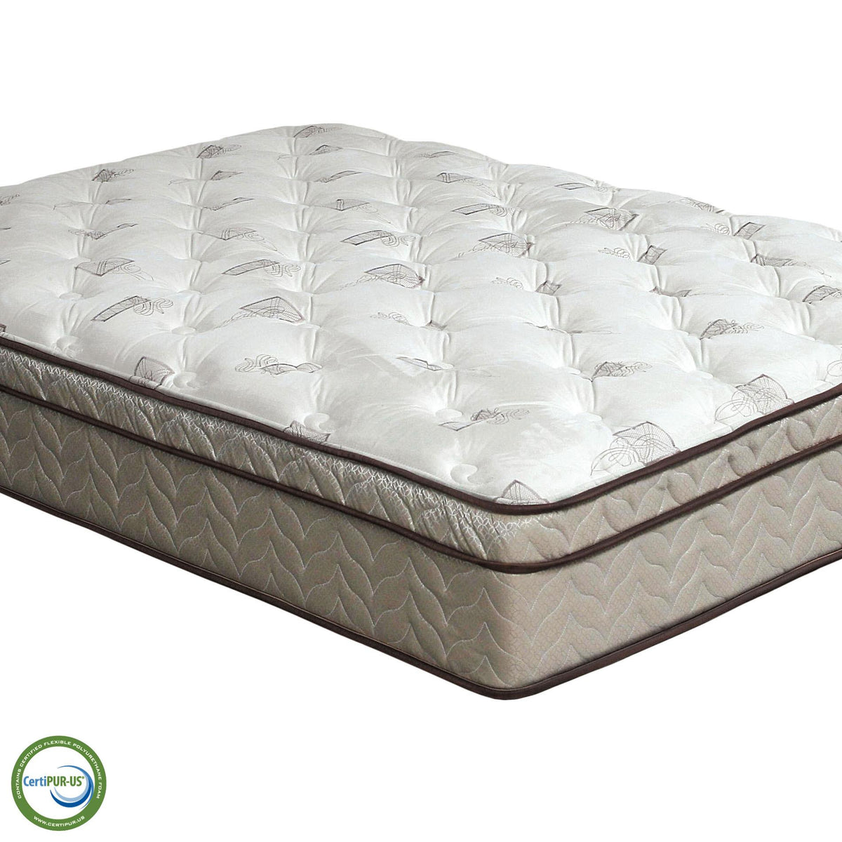 Lilium White/Brown 13" Euro Pillow Top Mattress, Full Half Price Furniture