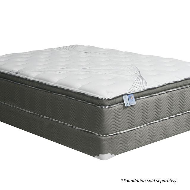 STORMIN White/Gray 13" Euro Pillow Top Mattress, E.King Half Price Furniture