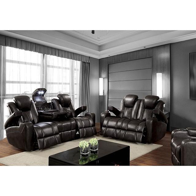 ZAURAK Dark Gray Sofa w/ 2 Recliners Half Price Furniture
