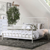 IRIA Vintage White Queen Bed Half Price Furniture