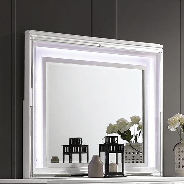 EMMELINE Mirror w/ LED Lights, White Half Price Furniture