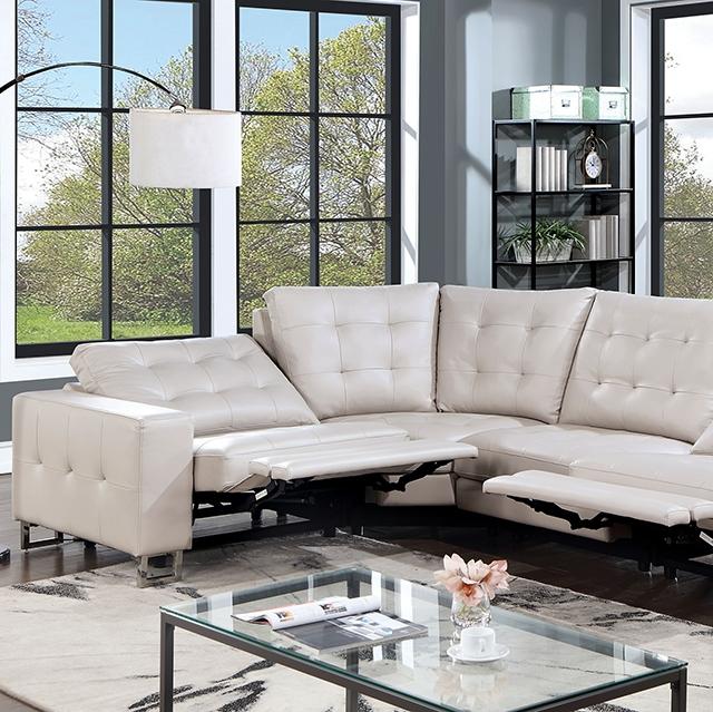 ABBERTON Power Sectional, Beige Half Price Furniture