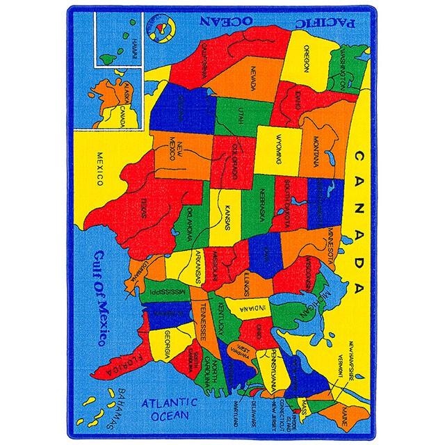 ABBEY Us Map 5' X 8' Area Rug Half Price Furniture