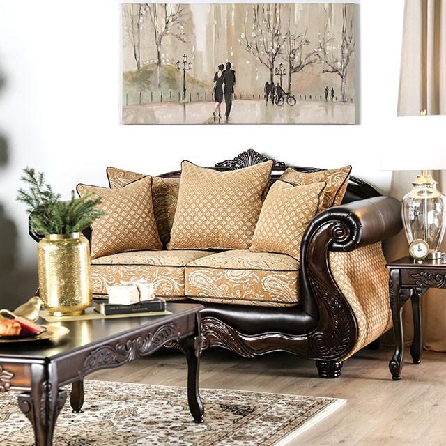 Aislynn Gold/Espresso Love Seat Half Price Furniture