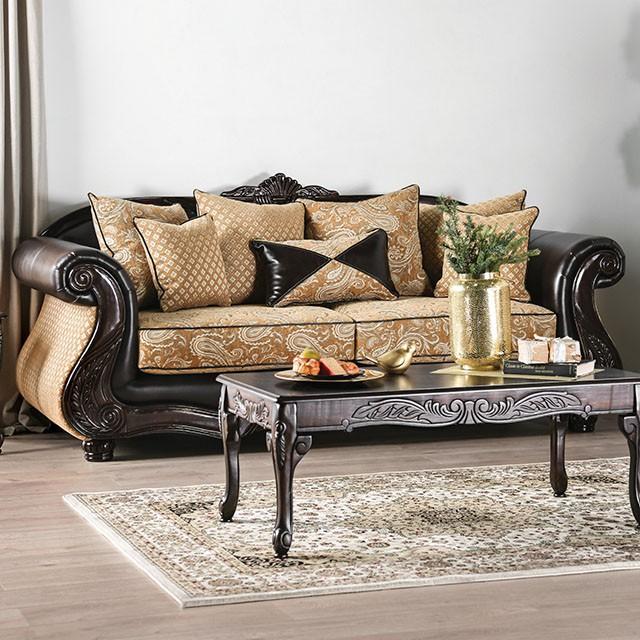 Aislynn Gold/Espresso Sofa Half Price Furniture