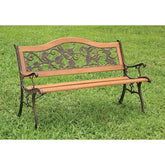 ALBA Antique Oak/Black Patio Wooden Bench Half Price Furniture