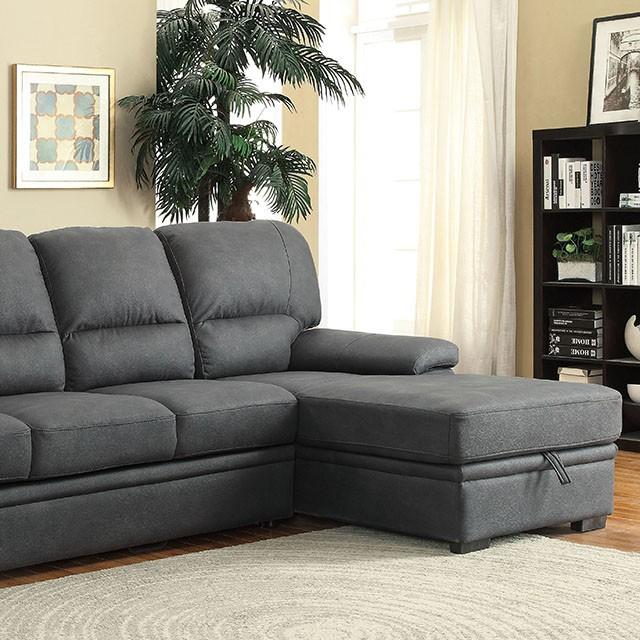 ALCESTER Graphite Sectional w/ Sleeper, Graphite Half Price Furniture