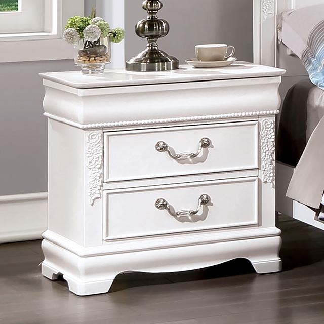 ALECIA Night Stand w/ USB, White Half Price Furniture