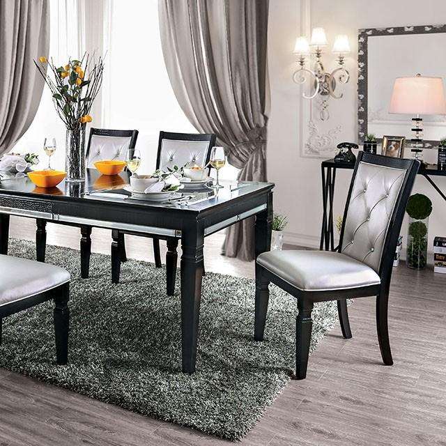 Alena Black/Silver Dining Table Half Price Furniture