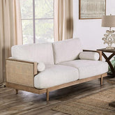 ALESUND Loveseat, Beige/Light Oak Half Price Furniture