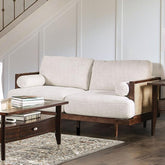 ALESUND Loveseat, Beige/Walnut Half Price Furniture