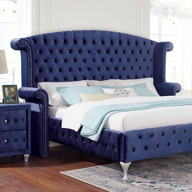 ALZIR Queen Bed, Blue Half Price Furniture