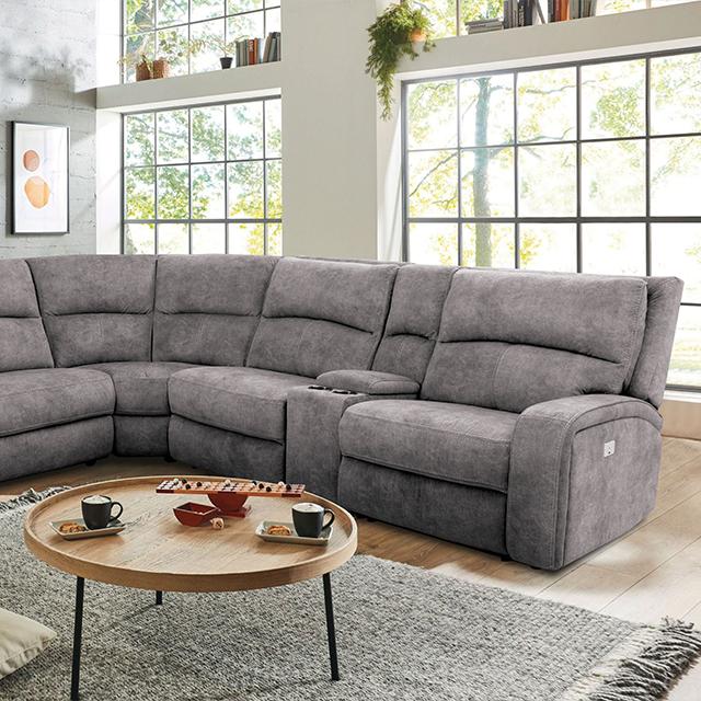 APOSTOLOS Power Sectional, Light Gray Half Price Furniture