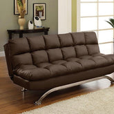 Aristo Dark Brown/Chrome Futon Sofa Half Price Furniture