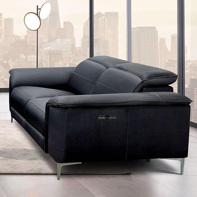 ASCONA Power Loveseat, Black Half Price Furniture