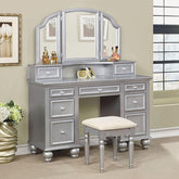 ATHY Silver Vanity w/ Stool Half Price Furniture