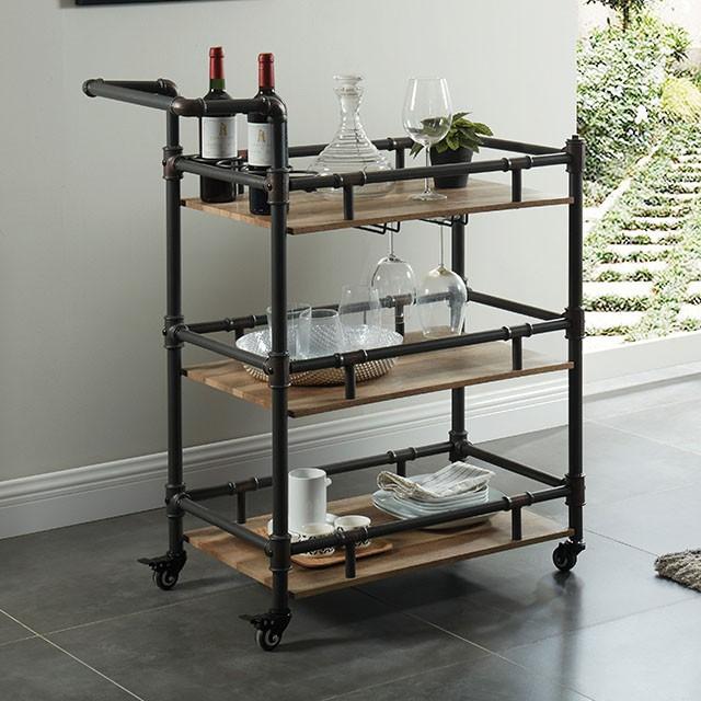 Aylmer Sand Black/Natural Serving Cart Half Price Furniture