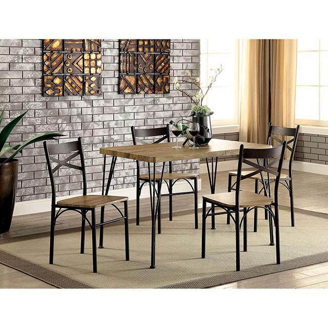 BANBURY Gray/Dark Bronze 5 Pc. 43" Dining Table Set, Gray Half Price Furniture