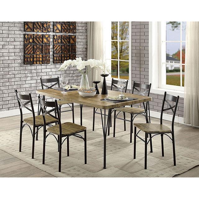 Banbury Gray/Dark Bronze 7 Pc. 60" Dining Table Set, Gray Half Price Furniture