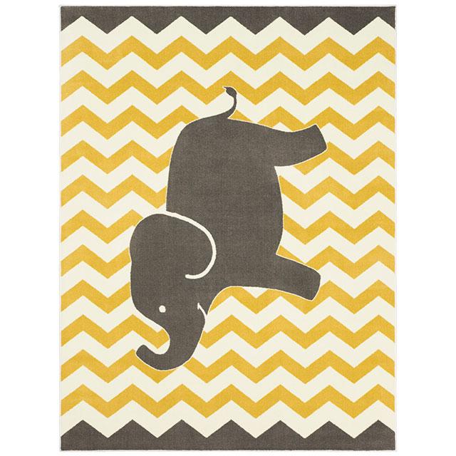 BARON 5' X 8', Area Rug, Elephant, Yellow/Gray Half Price Furniture