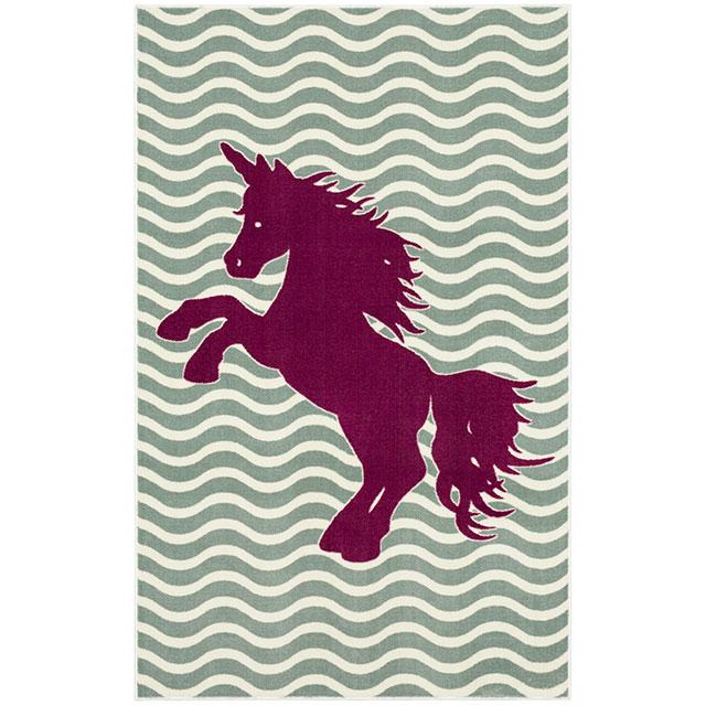 BARON 5' X 8', Area Rug, Horse, Sage Green/Fuchsia Half Price Furniture