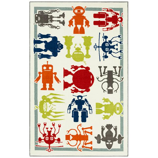 BARON 5' X 8', Area Rug, Robots, Multi/Ivory Half Price Furniture