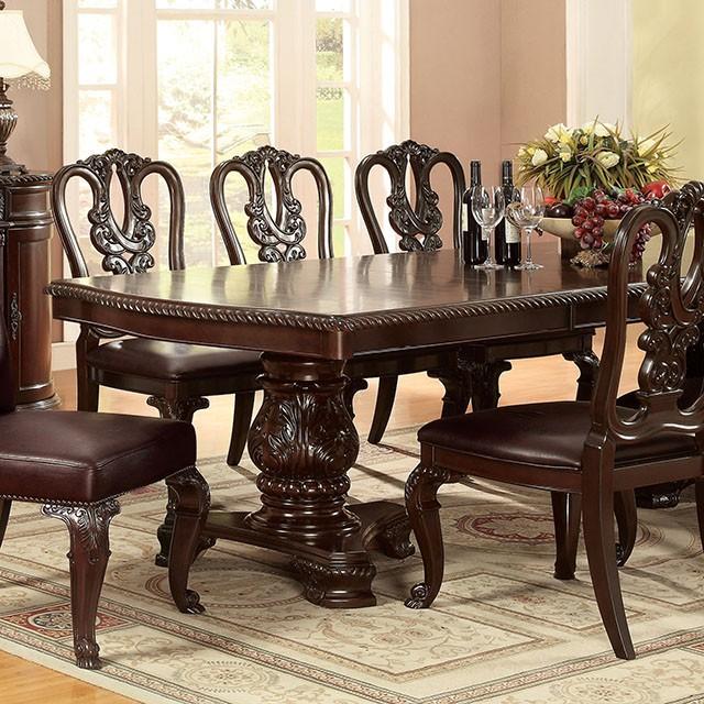 Bellagio Brown Cherry Dining Table w/ 2 Leaves Half Price Furniture