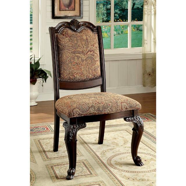 BELLAGIO Brown Cherry/Pattern Fabric Side Chair (2/CTN) Half Price Furniture