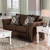 BELSIZE Loveseat, Chocolate/Tan Half Price Furniture