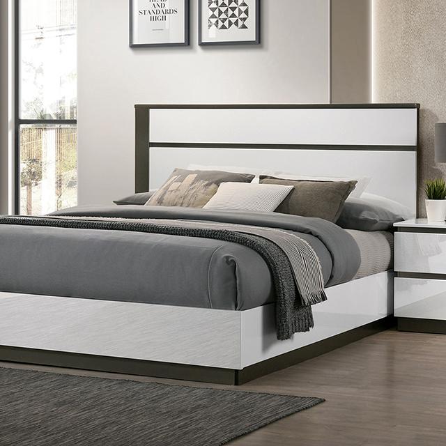 BIRSFELDEN Cal.King Bed, White Half Price Furniture