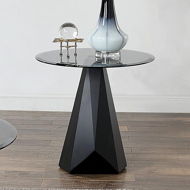 BISHOP End Table, Black/Gray Half Price Furniture