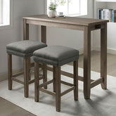 CAERLEON 3 Pc. Counter Ht. Table Set, Wire-brushed Gray Half Price Furniture