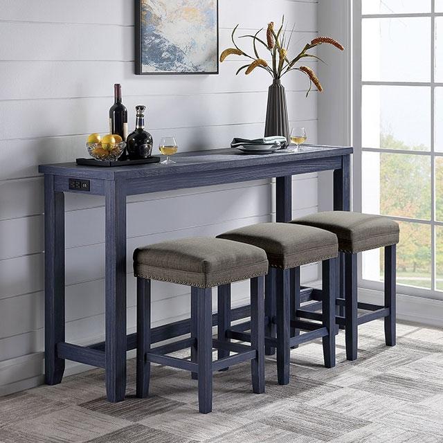 CAERLEON 4 Pc. Counter Ht. Table Set, Blue Half Price Furniture