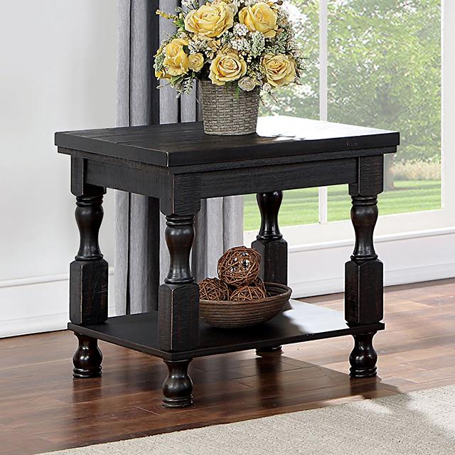 CALANDRA End Table, Antique Black Half Price Furniture