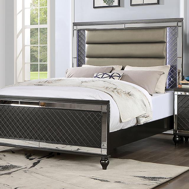 CALANDRIA Queen Bed, Gray Half Price Furniture