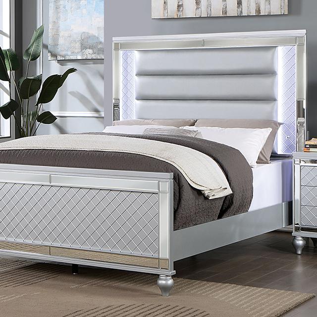 CALANDRIA Queen Bed, Silver Half Price Furniture