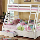 California III White Twin/Full Bunk Bed w/ 2 Drawers Half Price Furniture