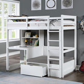 CALLISTUS Twin Workstation Loft Bed, White Half Price Furniture